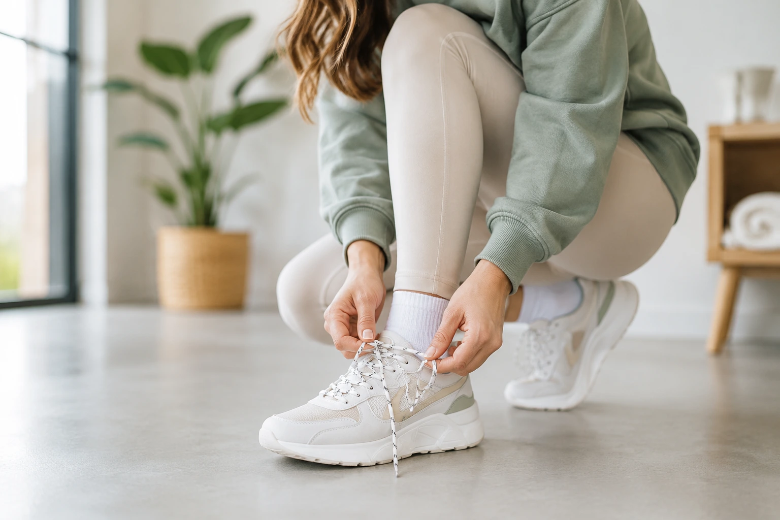 Nurse checking midfoot fit and heel lockdown in nursing shoes