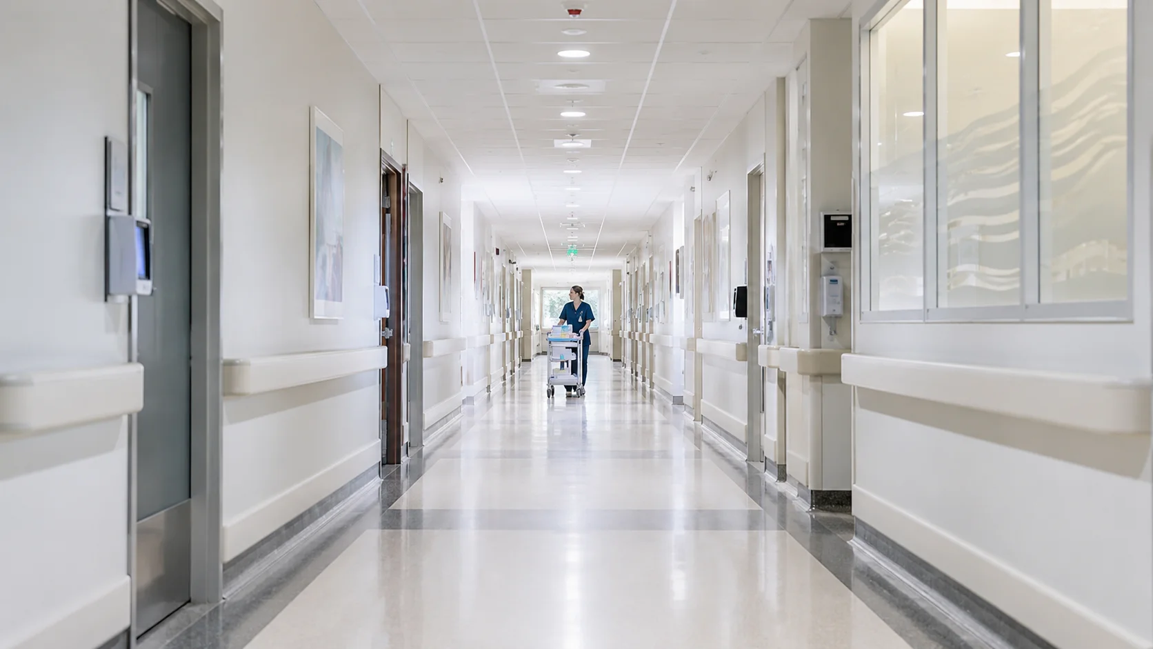 Nurse walking on a hard hospital floor during a long shift