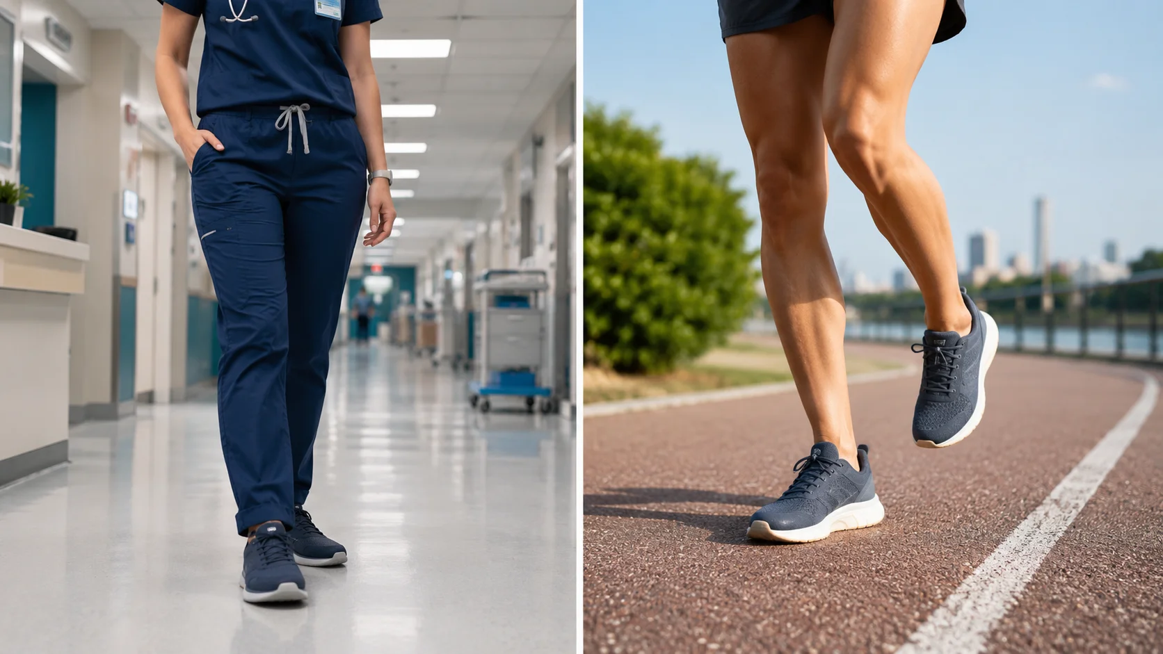 Nursing shoes under standing and walking pressure compared with running shoes